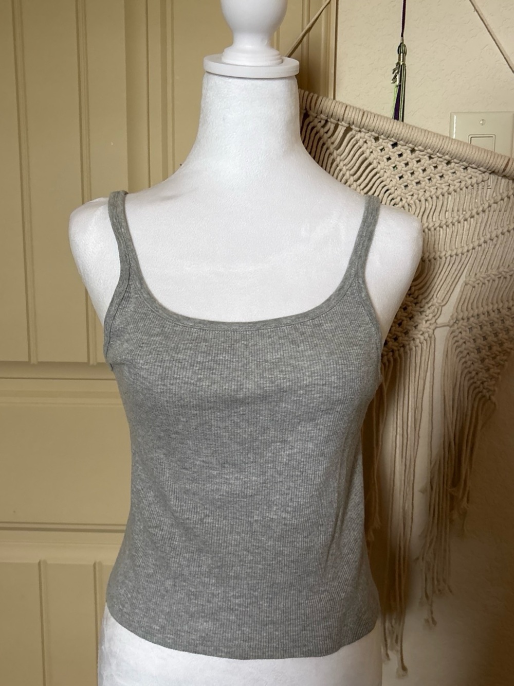 Brandy Melville Heather Grey Ribbed Tank Top